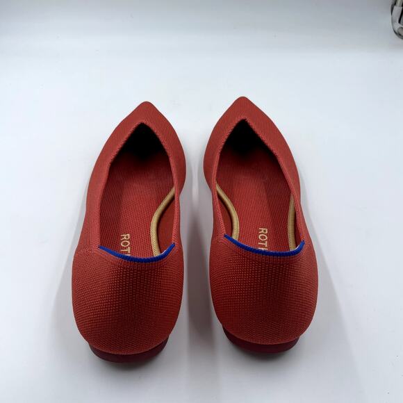 Rothy's The Point Flat in Hot Chili Red Knit Women's Washable Shoes - Size 12 - Picture 3 of 8